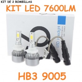 KIT DE 2 BOMBILLAS LED CERAMICA HB3 H10 9005 FOCO PRINCIPAL 7600 LUMENES