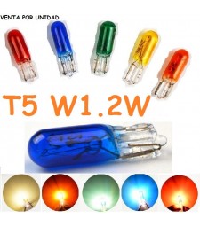 Bombilla Halógena T5 1.2W W1.2W W2x4.6d 286 12V Colores tablero