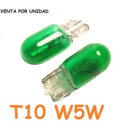 Bombilla T10 W5W W3W Halógena Verde Interior Tablero Cuadro Coche