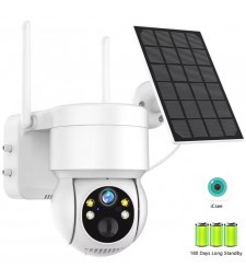 Cámara de seguridad con panel solar WiFi 4MP HD PTZ Inteligente