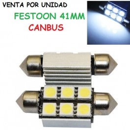 Festoon Canbus 6 LED 41MM 5050 SMD BLANCO FRIO